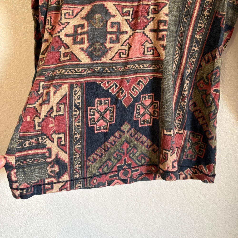 Ralph Lauren Aztec Print Henley Button Up 100% Cotton 3/4 Length Sleeve Shirt L - Picture 4 of 8